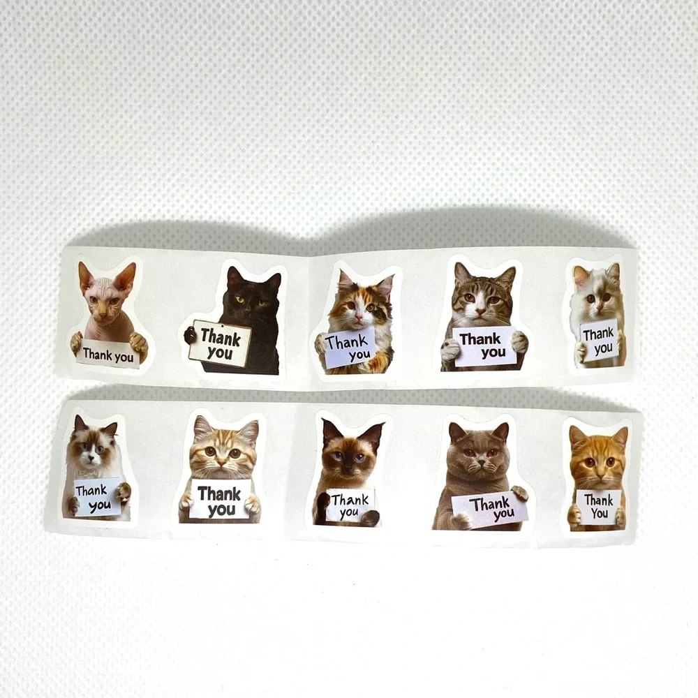 Let 500 Kitties Do the Talking on Your Packages - Cat “Thank You” Sticker Roll